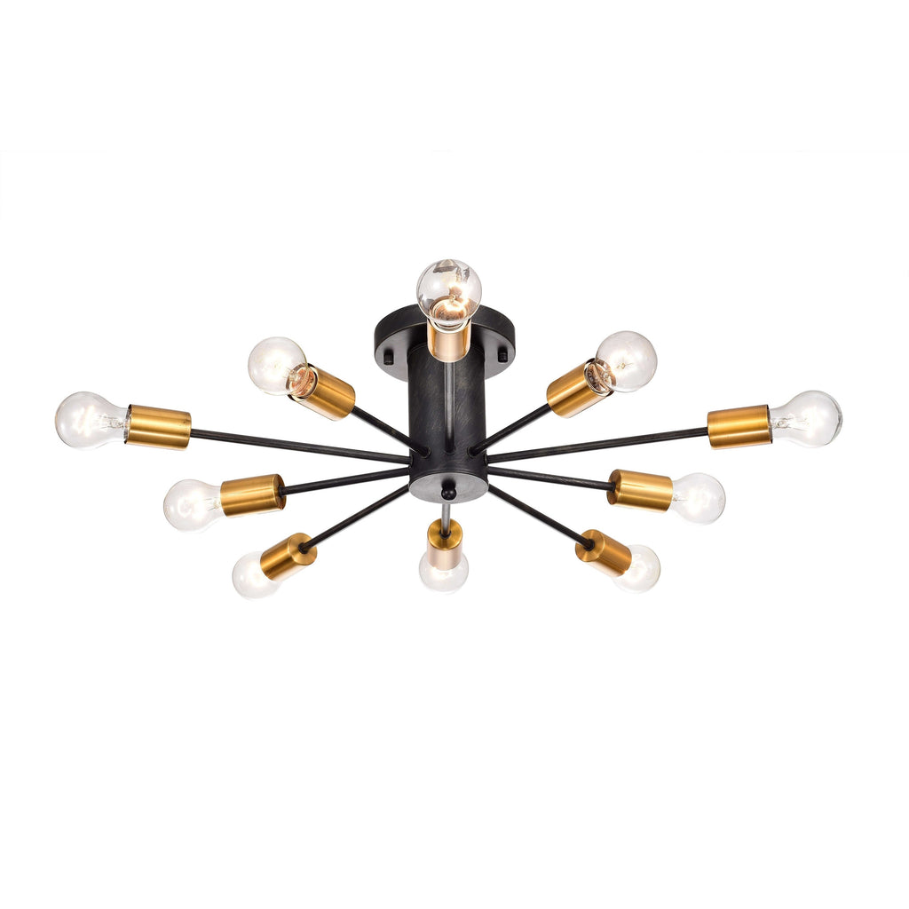 Black and Metalic Gold Sputnik Flush Mount Lamp- E26 Base Type